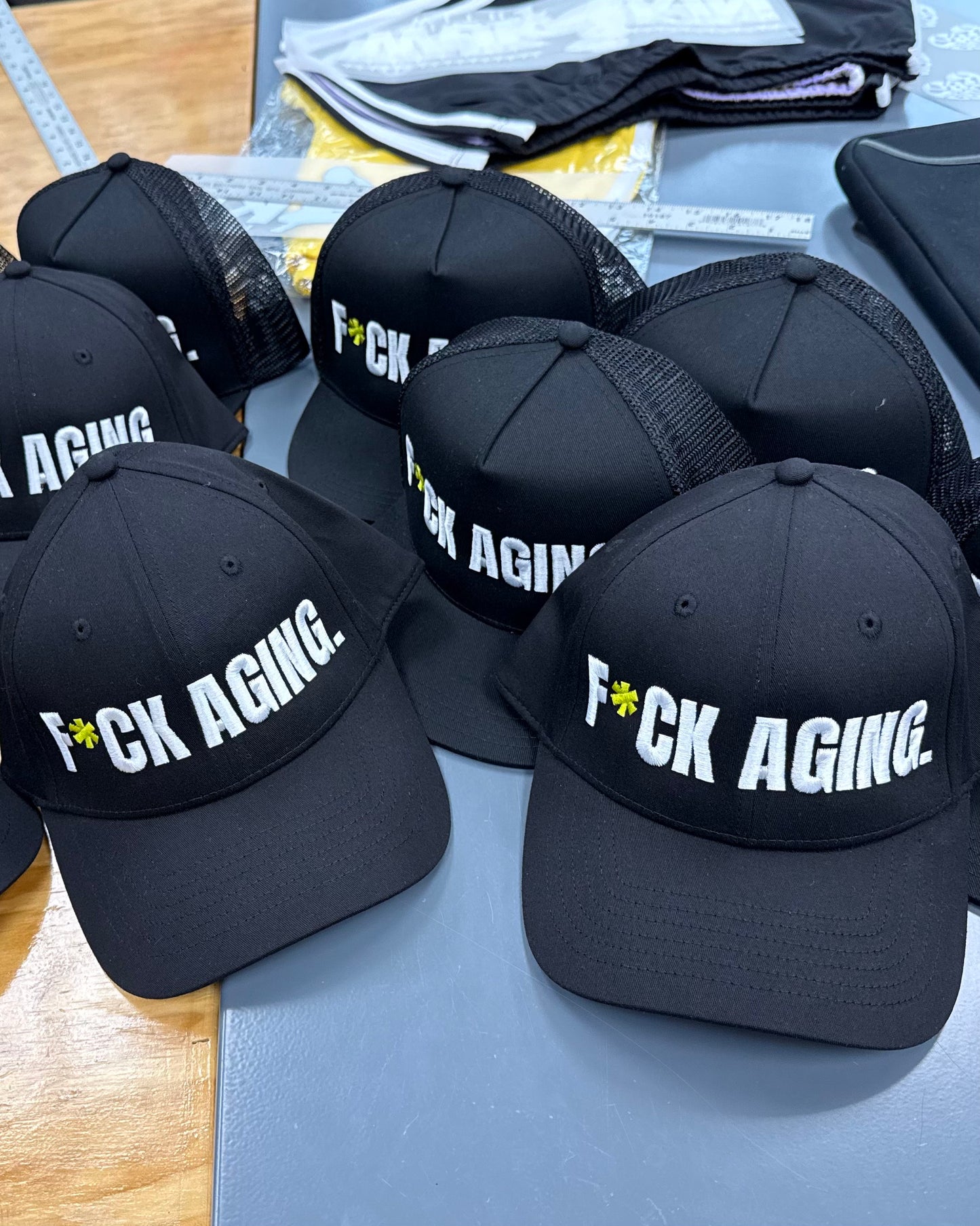 BLACK F*CK AGING BASEBALL CAP